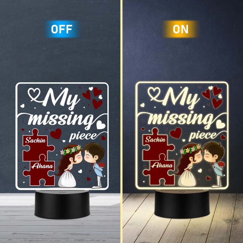 Personalized Couples UV Print 3D LED Night Light My Missing Piece Acrylic Lamp